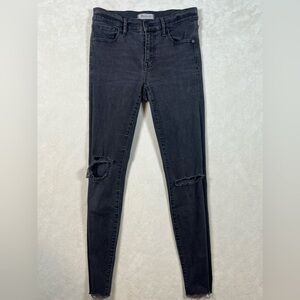 Madewell Size 26 Black Distressed Jeans 9” High Riser Skinny Skinny Denim J Crew